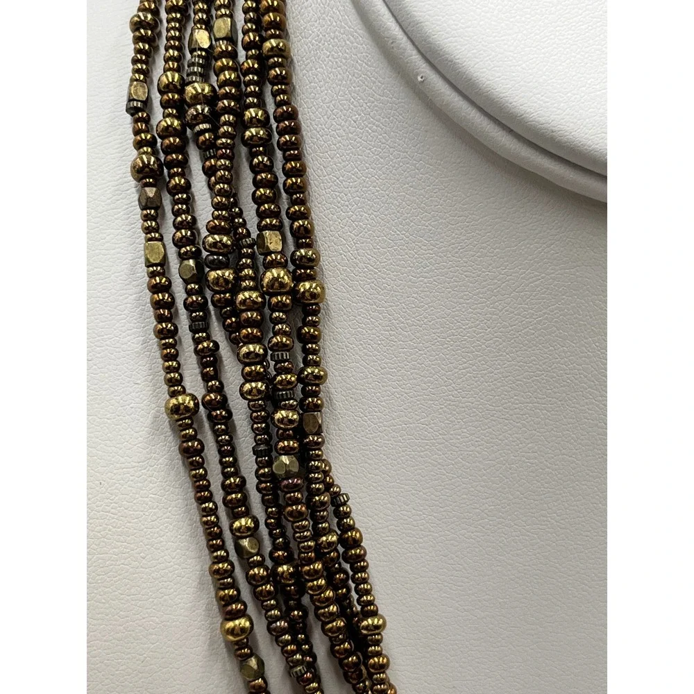 Silpada Retired Sterling Silver N1785 Multi Strand Bronze Seed Bead Necklace